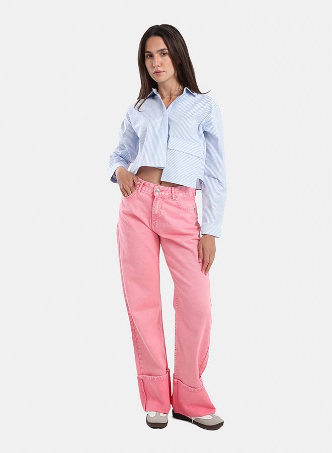 Carina Folded Hem Pink Jeans - Image 2