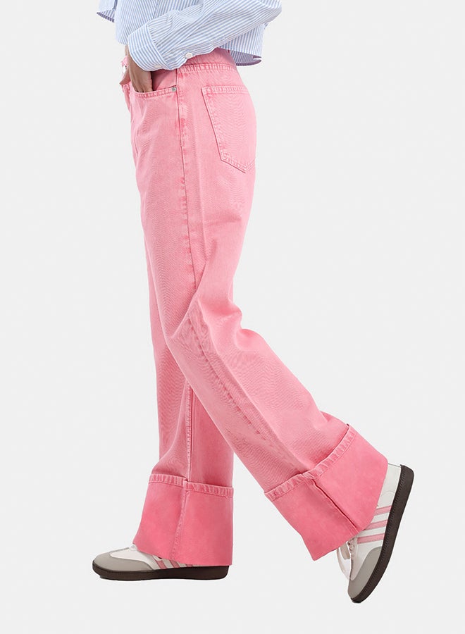 Carina Folded Hem Pink Jeans - Image 3