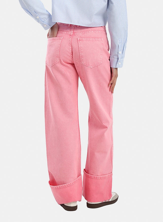 Carina Folded Hem Pink Jeans - Image 4
