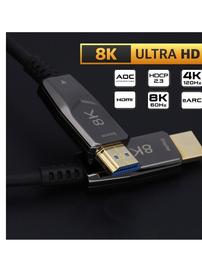 Zero 8K Fiber Optic hdmi Cable 8 ft/40m hdmi 2.1 Cable Coiled from 5 ft to 8.5 ft with 48gbps Ultra high Speed Support 4K@120Hz, 8K@60Hz,eARC,Dolby Vision for Camera,Project,Video HD Call and Game  - Image 3