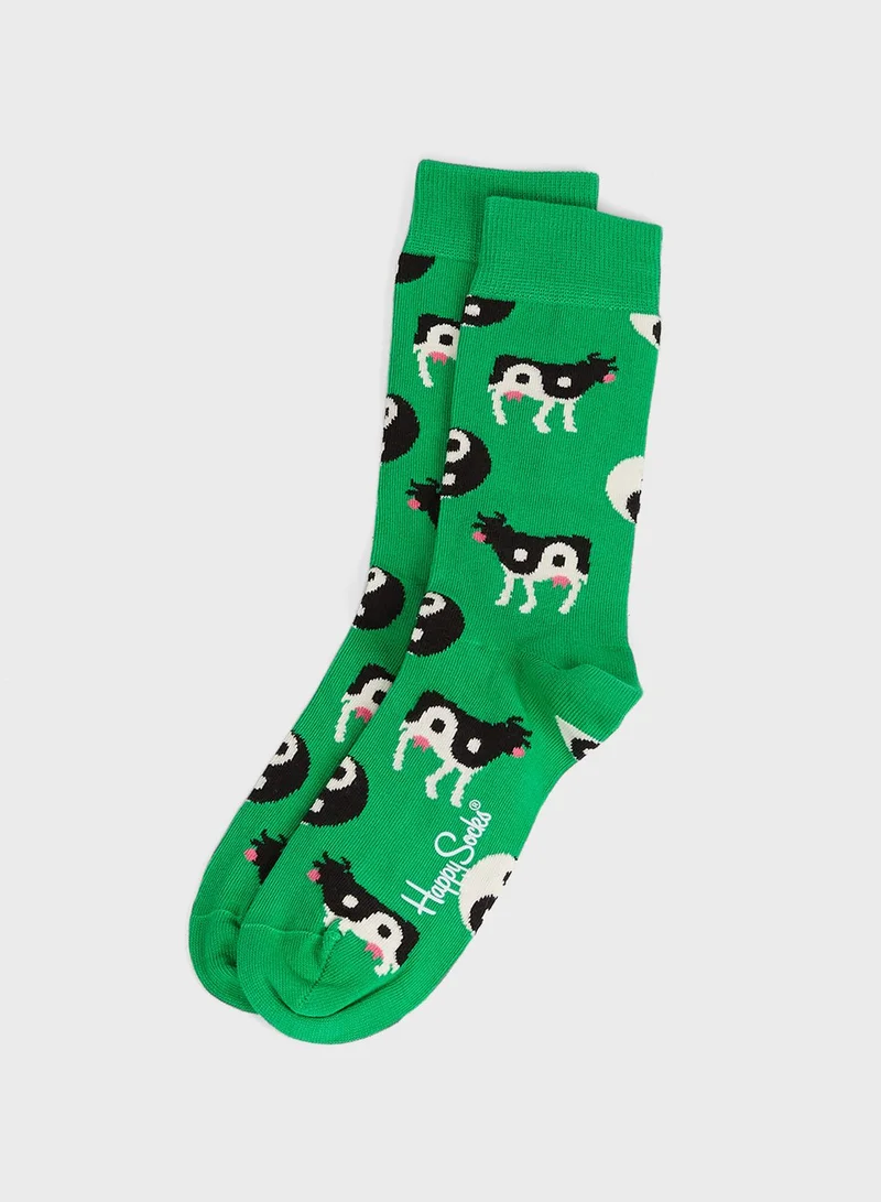 Happy Socks Ying Yang Cow Crew Socks