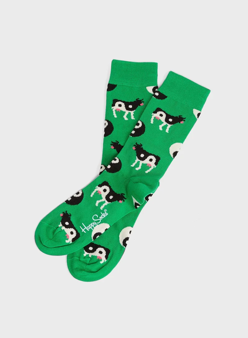 Happy Socks Ying Yang Cow Crew Socks