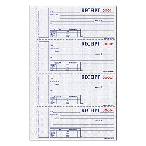 Rediform Blueline Rediform Money Receipt Book, Hardbound, 2 x 6.875 inches, 4 per Page, 200 Triplicates (S1657NCL) - Image 1