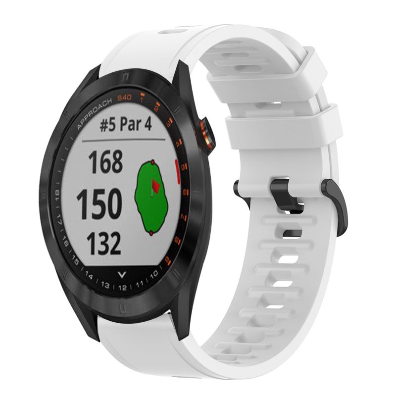S-TOP For Garmin Approach S40 20mm Solid Color Soft Silicone Watch Band(White) - Image 1