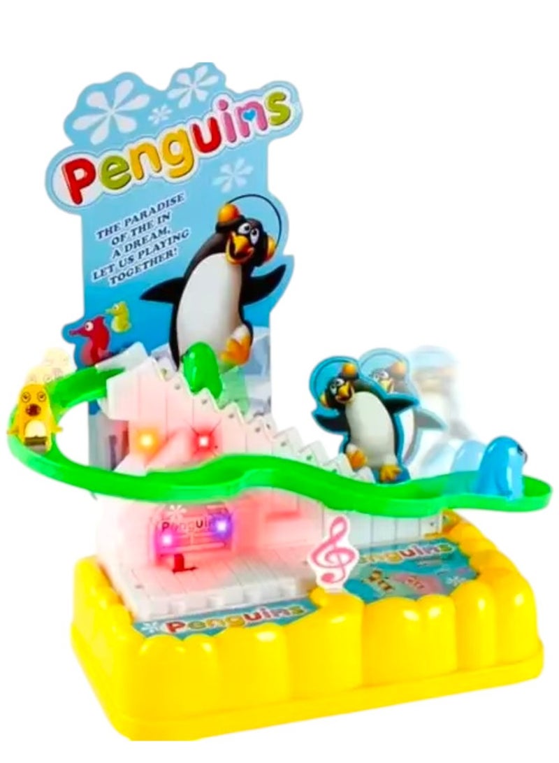 بنجوين لعبة مسار تسلق السلالم الكهربائية على شكل طيور البطريق مع الضوء والموسيقى للأطفال بعمر 3 سنوات فما فوق - Image 2
