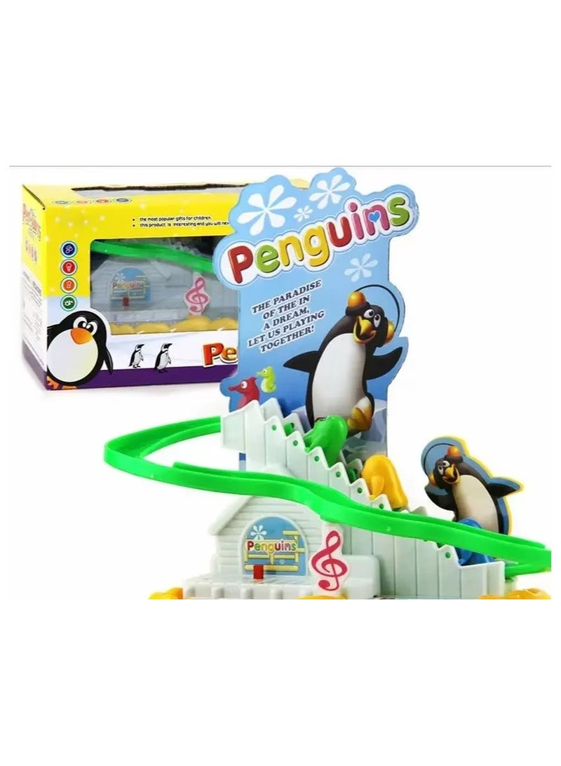 بنجوين لعبة مسار تسلق السلالم الكهربائية على شكل طيور البطريق مع الضوء والموسيقى للأطفال بعمر 3 سنوات فما فوق - Image 3