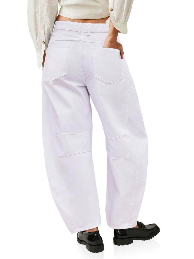 PLNOTME Women's Baggy Boyfriend Jeans Vintage Wide Leg Mid Rise Barrel Denim Ankle Pants - Image 5