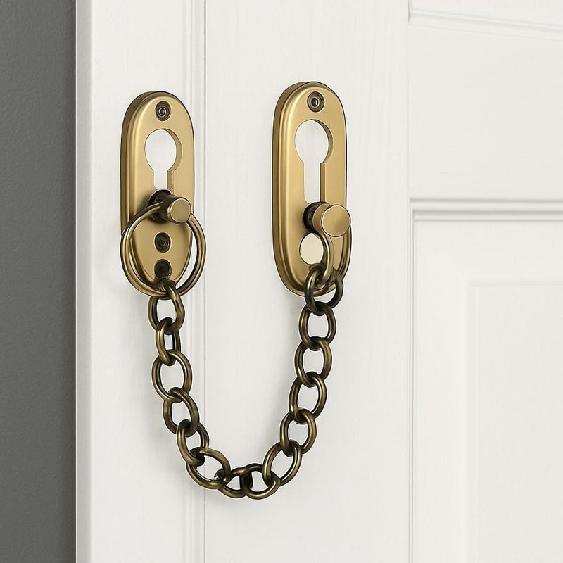 Xpert سلسلة باب نحاسية (عبوة من 1) تعمل مع قفل السلسلة للباب وقفل الباب - قفل سلسلة للباب الرئيسي وقفل أمان للباب - قفل لسان للباب وأمان الباب (DC-125) - Image 1