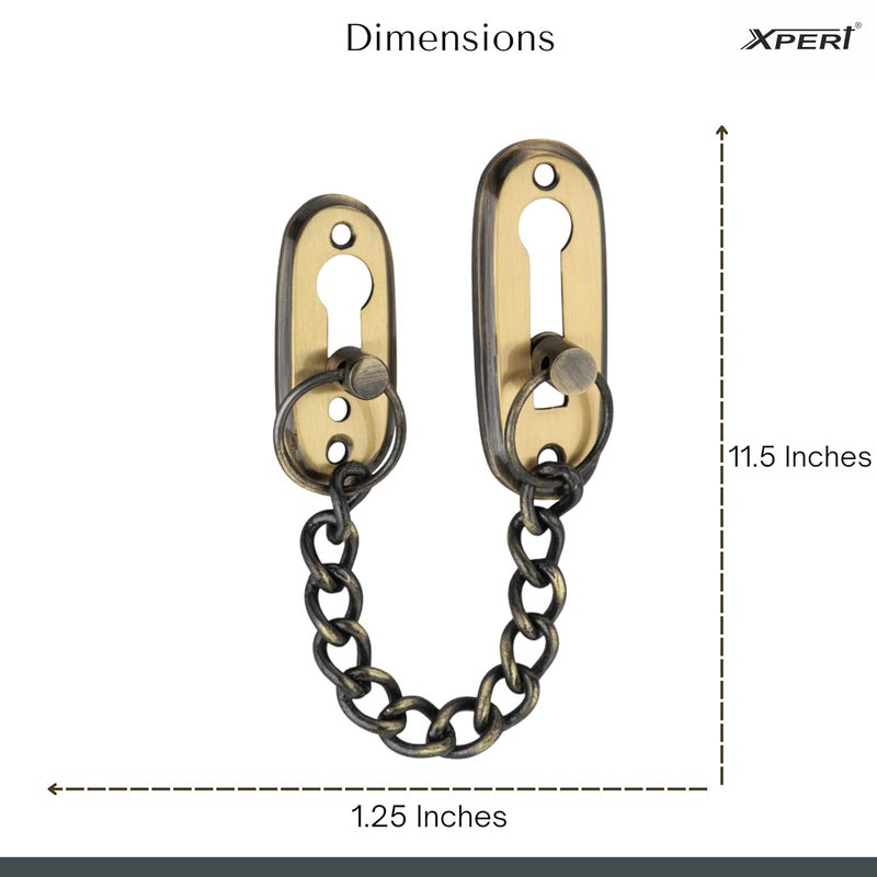 Xpert سلسلة باب نحاسية (عبوة من 1) تعمل مع قفل السلسلة للباب وقفل الباب - قفل سلسلة للباب الرئيسي وقفل أمان للباب - قفل لسان للباب وأمان الباب (DC-125) - Image 3
