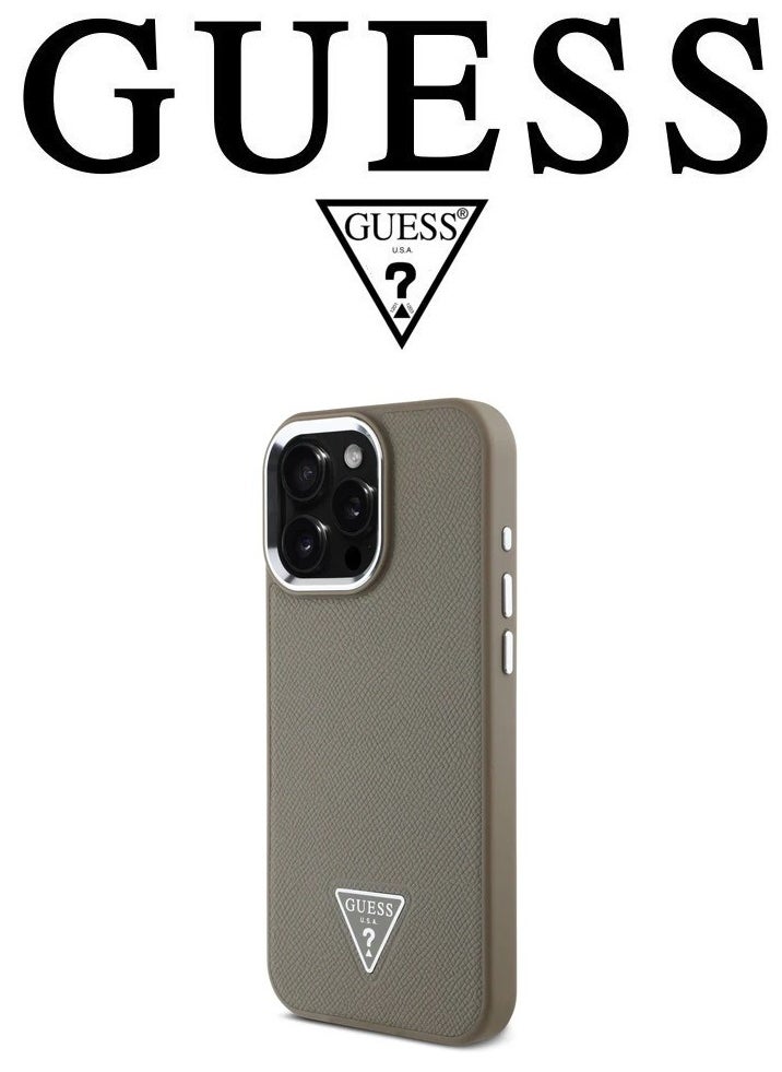 CG MOBILE Back Case for iPhone 16 Pro, Supports Magsafe wireless charging, leather and silicone case, French design and original GUESS brand logo, from CG Mobile  - Image 3