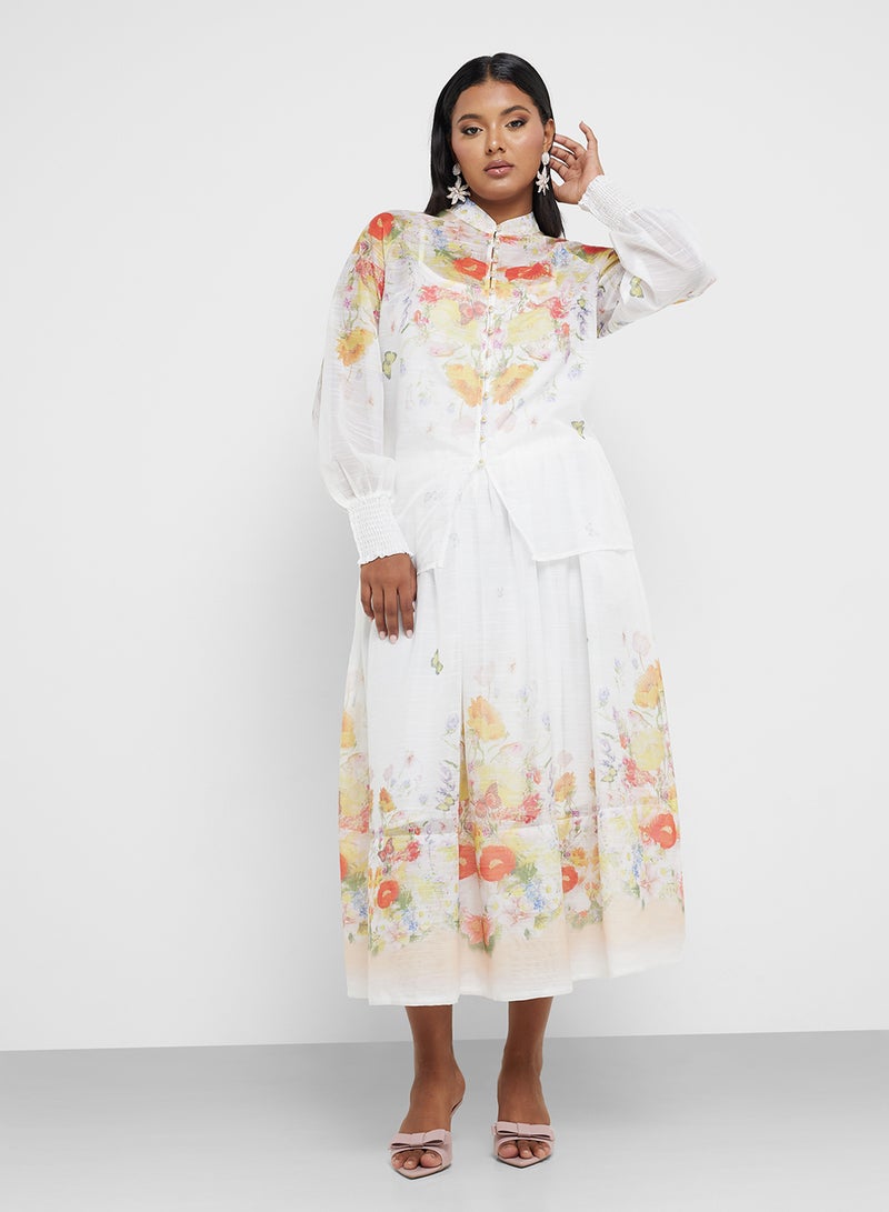 Khizana Plus size floral print top  skirt set  - Image 1