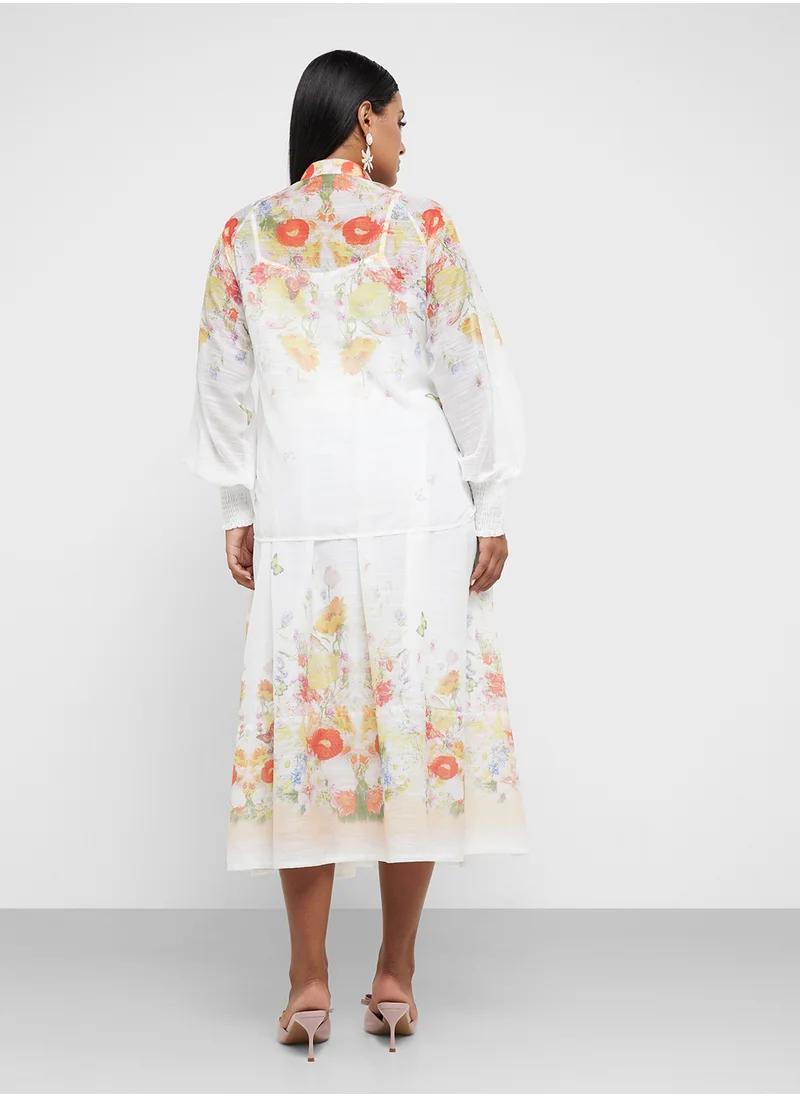 Khizana Plus size floral print top  skirt set