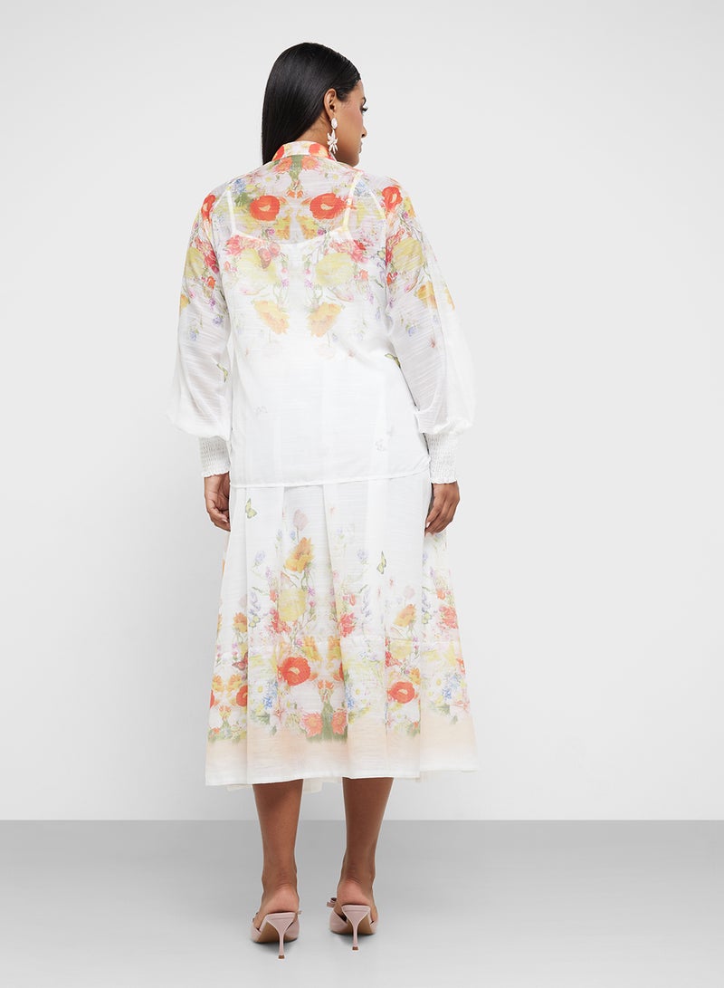 Khizana Plus size floral print top  skirt set  - Image 2