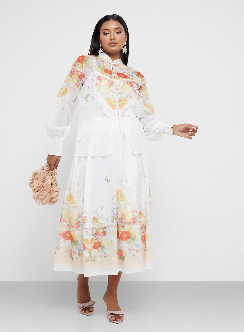 Khizana Plus size floral print top  skirt set  - Image 5