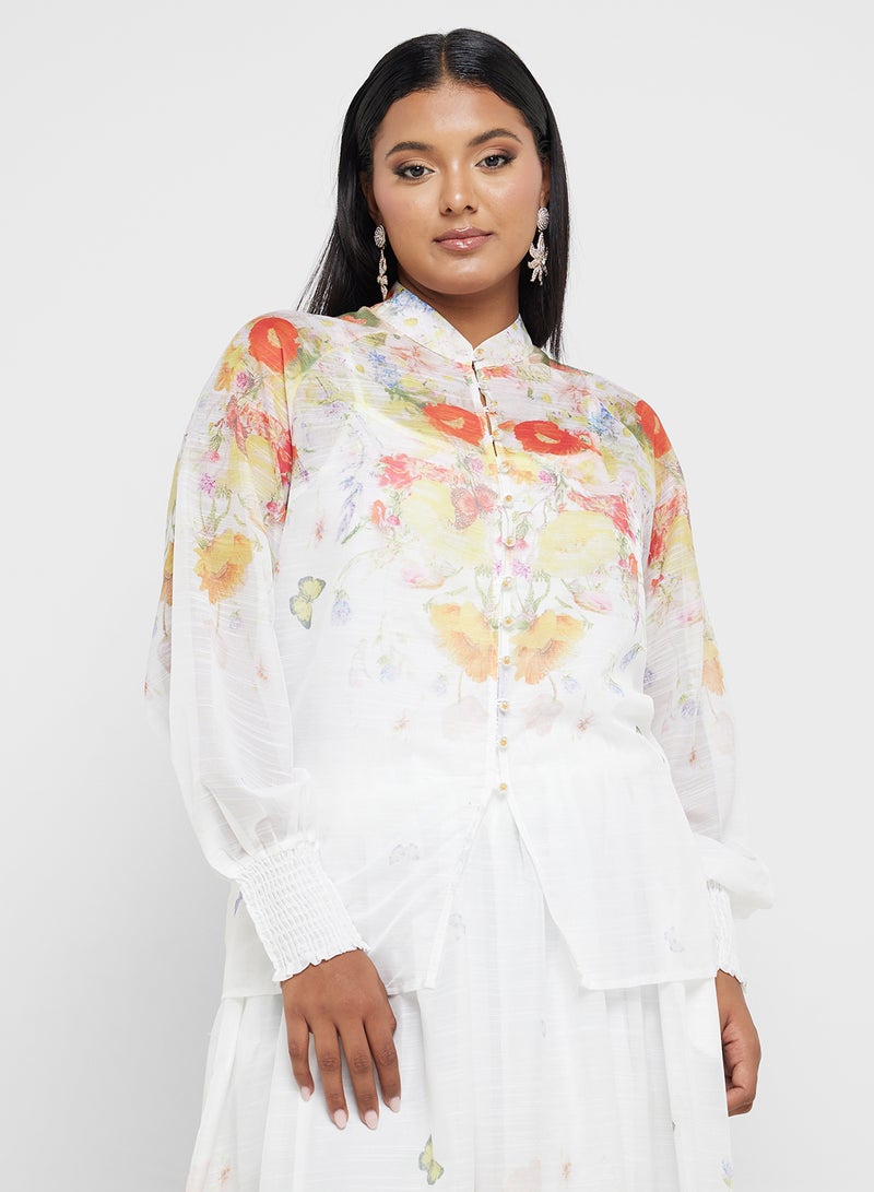 Khizana Plus size floral print top  skirt set  - Image 3