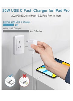 ELTRAZONE USB C charger and plug for ipad Pro, 20W Wall Fast Charger with 6.6FT USB C Fast Charging Cable Compatible for iPad Pro 12.9 5/4/3 Gen,iPad Pro 11 3/2/1 Gen,iPad Air 4,Galaxy S21/Note20, Pixel 5  - Image 4