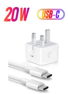 ELTRAZONE USB C charger and plug for ipad Pro, 20W Wall Fast Charger with 6.6FT USB C Fast Charging Cable Compatible for iPad Pro 12.9 5/4/3 Gen,iPad Pro 11 3/2/1 Gen,iPad Air 4,Galaxy S21/Note20, Pixel 5  - Image 1