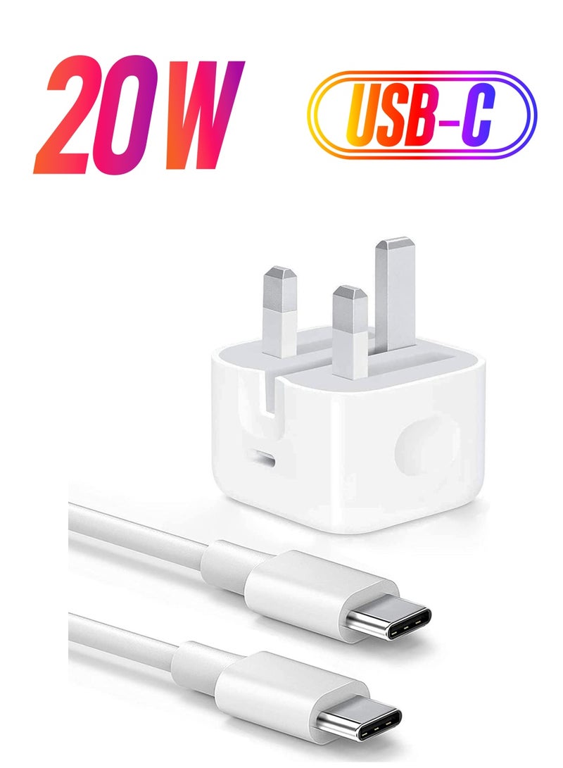 ELTRAZONE USB C charger and plug for ipad Pro, 20W Wall Fast Charger with 6.6FT USB C Fast Charging Cable Compatible for iPad Pro 12.9 5/4/3 Gen,iPad Pro 11 3/2/1 Gen,iPad Air 4,Galaxy S21/Note20, Pixel 5  - Image 1