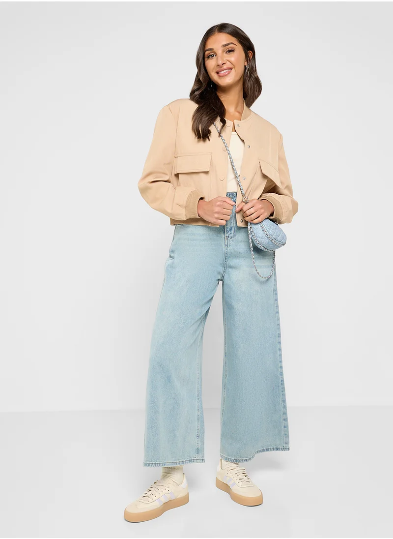 جينجر High Waist Wide Leg Jeans