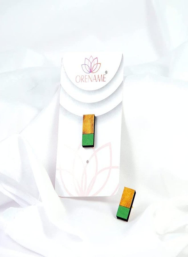 ORENAME Wooden Stud Earrings 1 Pair Set Handmade Wooden Earrings with Ear Backs for Women and Girls Different Shapes and Colors for Girls and Women(Style-6) - Image 5
