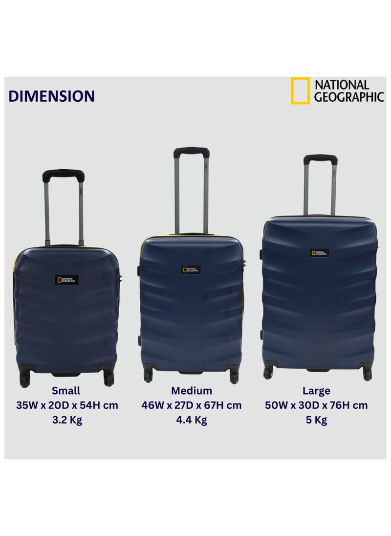 NATIONAL GEOGRAPHIC National Geographic Arete ABS Hard Case Suitcase Set Navy, Durable Lightweight Travel Luggage, 4 Wheel 3pcs Trolley Bag with TSA Combination Lock (20+24+28 Inch).  - Image 4