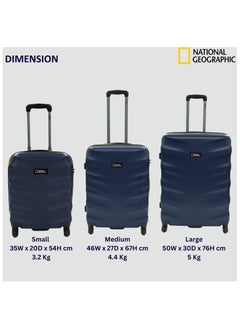 NATIONAL GEOGRAPHIC National Geographic Arete ABS Hard Case Suitcase Set Navy, Durable Lightweight Travel Luggage, 4 Wheel 3pcs Trolley Bag with TSA Combination Lock (20+24+28 Inch).  - Image 4