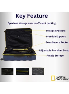 NATIONAL GEOGRAPHIC National Geographic Arete ABS Hard Case Suitcase Set Navy, Durable Lightweight Travel Luggage, 4 Wheel 3pcs Trolley Bag with TSA Combination Lock (20+24+28 Inch).  - Image 5