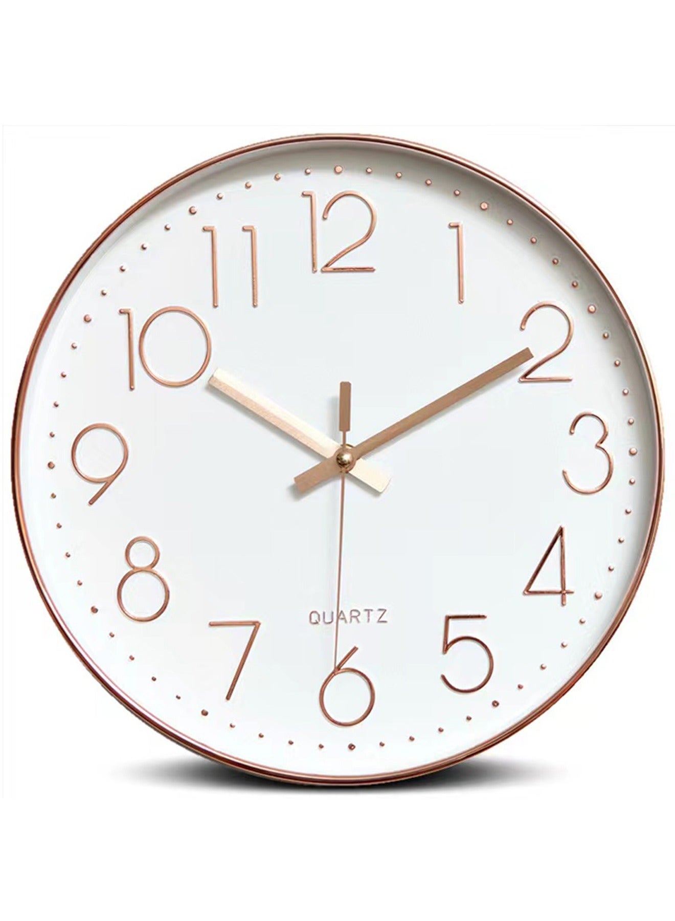 Qiccijoo Wall Clock 12-inch Silent Non-Ticking Round Wall Clocks Battery Operated Easy to Read for Living Room Home Office School(Gold)