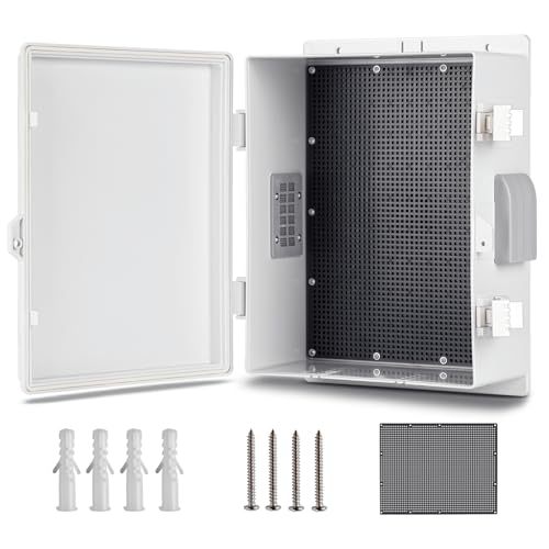 CQENPR Outdoor Waterproof Electrical Junction Box, ABS Water Resistant Enclosure with Internal Mounting Panel & Hinged Cover (13" H* 9.2" L* 5.6" W) - Image 1