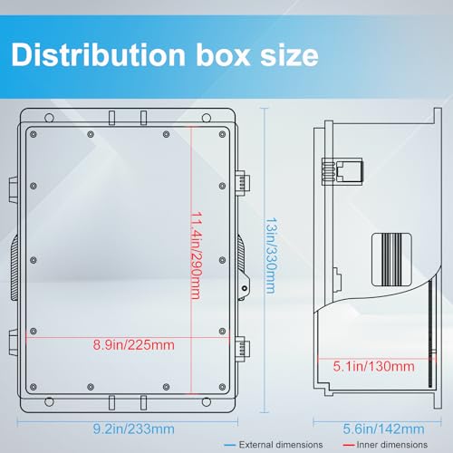 CQENPR Outdoor Waterproof Electrical Junction Box, ABS Water Resistant Enclosure with Internal Mounting Panel & Hinged Cover (13" H* 9.2" L* 5.6" W) - Image 3