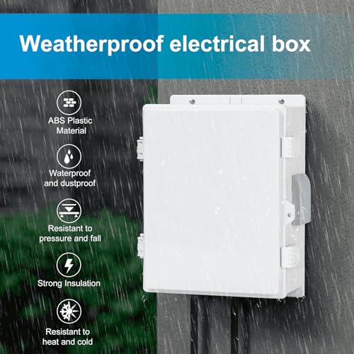 CQENPR Outdoor Waterproof Electrical Junction Box, ABS Water Resistant Enclosure with Internal Mounting Panel & Hinged Cover (13" H* 9.2" L* 5.6" W) - Image 2