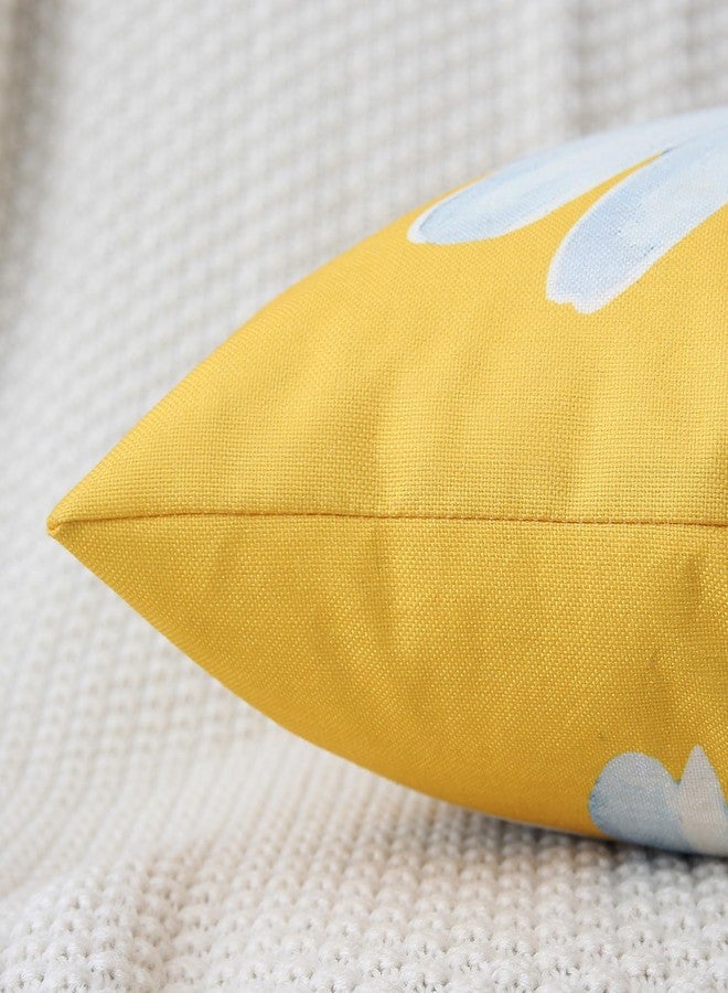 Coeufuedy Spring Summer Outdoor Waterproof Pillow Covers 18 x 18 Inch Set of 2 Yellow Daisy Flower Decorative Cushion Cases for Sofa Couch Garden Patio - Image 4