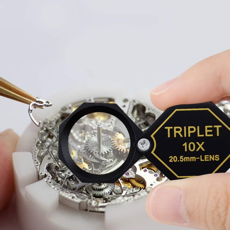 DANOPLUS Jeweler's Magnifier, 10x Magnification Folding Magnifier Jeweler Diamond Magnifying Glass for Diamonds, Jewelers, Coins, Stamps - Image 2