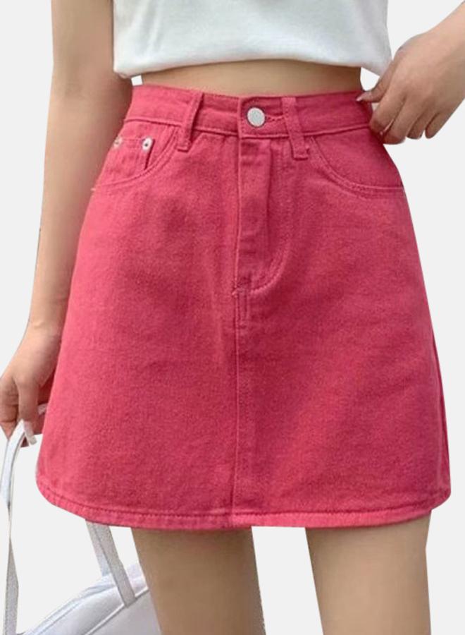 YUNIQEE Pink A-Line Mini Denim Skirts - Image 3