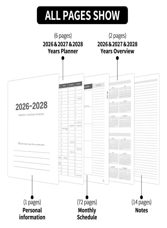 Kamoy Monthly Planner 2026-2028, 2026 Calendar 36 Months Planner, Jan. 2026 - Dec. 2028, 8.5" x 11", Academic Planner Hard PVC Cover with Spiral Bound, Perfect for School & Office for Women & Men (Gradient - Image 5