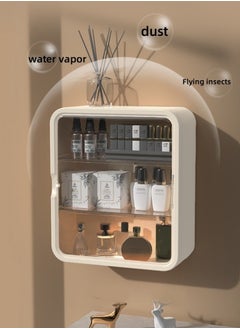 MLADEN Wall-Mounted Bathroom Storage Rack with Magnetic Door,Large Capacity Hanging Bathroom Storage Shelf No Drilling Shelf Bathroom Organizer Rack Dust and Moisture Proof Shelf for Cosmetics  - Image 4