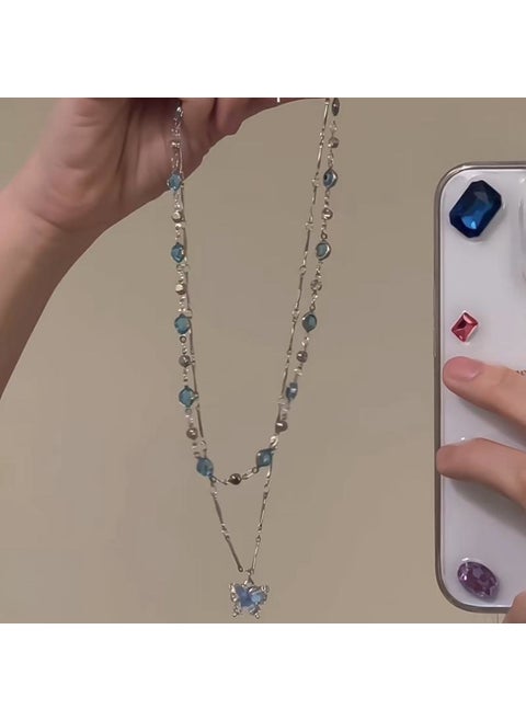 Spring Summer Butterfly Tassel Necklace 9055