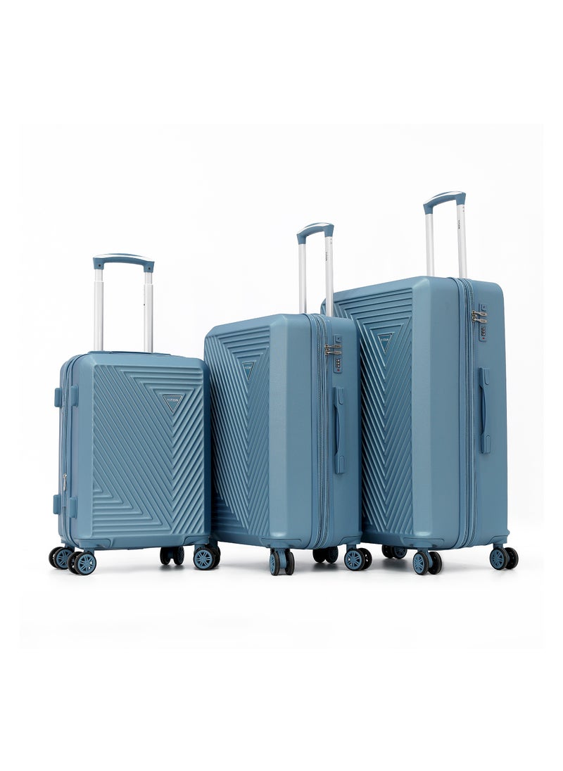 TITAN - Hardside Luggage Trolley Bag 3 Pieces Set,Blue (S-20",M-24",L-28") - Image 1