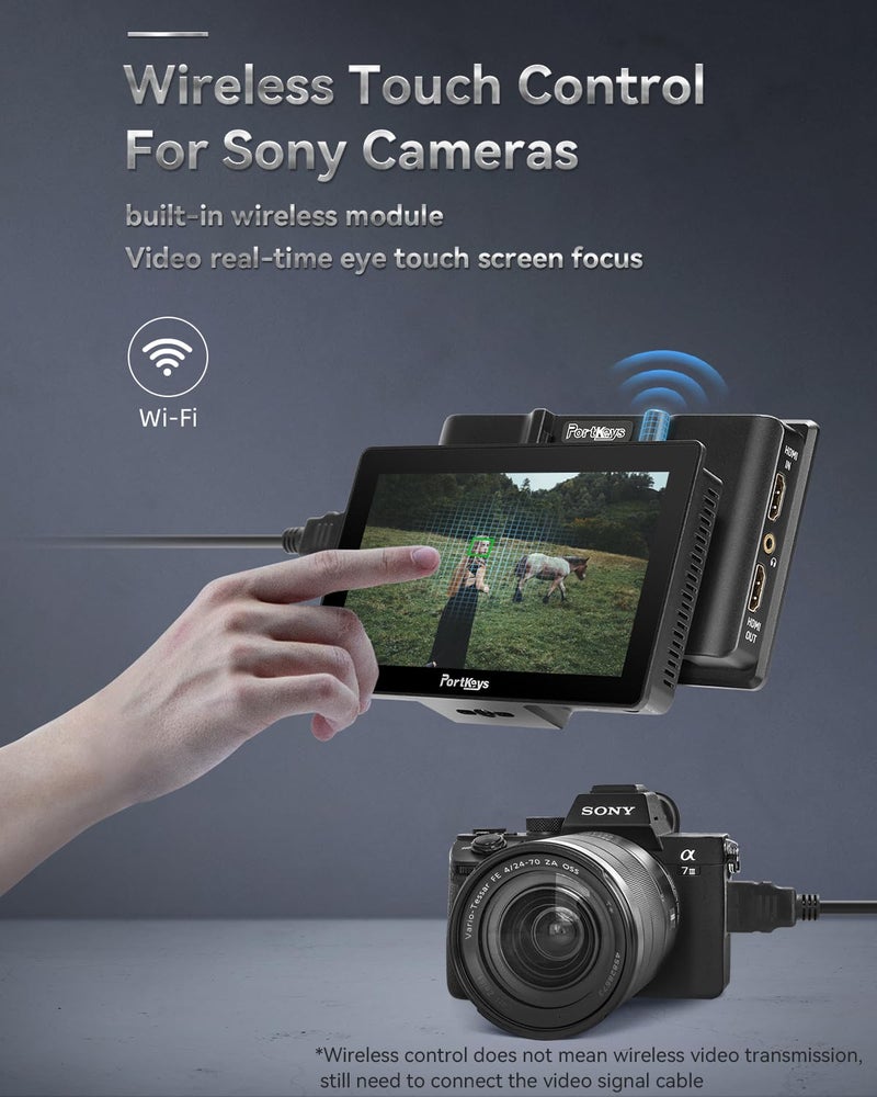 Portkeys LH5P II 5.5" 2000nit Touchscreen Control Camera Field Monitor Metal Frame Bluetooth, Compatible with FX3/A7S III/ZV-E10, R5/R6/C70, BGH1/GH6, BMPCC 4K/6K, ZCAM E2 - Image 4