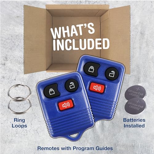 KeylessOption Key Fob Replacement for 1998 1999 2000 2001 2002 2003 2004 2005 2006 2007 2008 2009 2010 2011 2012 2013 2014 2015 2016 Ford Lincoln Mazda Mercury Remote, 3-Button Navy Blue - 2 Pack - Image 3