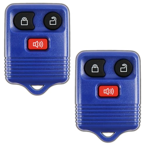 KeylessOption Key Fob Replacement for 1998 1999 2000 2001 2002 2003 2004 2005 2006 2007 2008 2009 2010 2011 2012 2013 2014 2015 2016 Ford Lincoln Mazda Mercury Remote, 3-Button Navy Blue - 2 Pack - Image 1