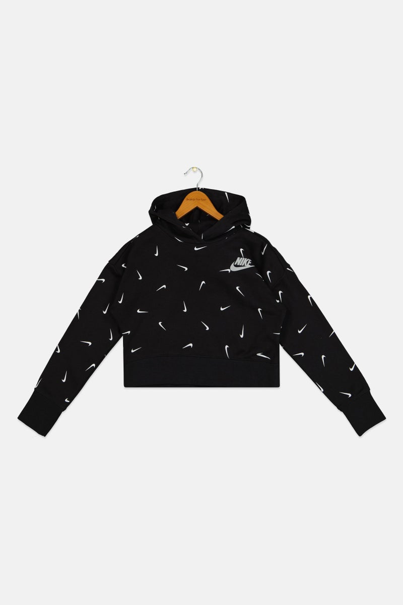 Nike سويت شيرت تدريب طويل الأكمام للفتيات، أسود - Image 2