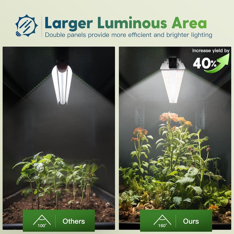 FREELICHT عبوة واحدة من ضوء نمو LED بطول 4 أقدام مع مؤقت، 60 واط (ما يعادل 350 واط)، ضوء نباتي متكامل بطيف كامل يشبه الشمس للنباتات الداخلية المائية، مع 3 أوضاع توقيت، - Image 5
