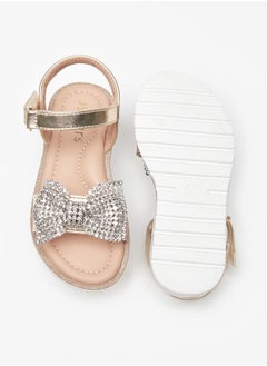 JUNIORS Girls Bow Embellished Sandals With Hook And Loop Closure  - Image 4