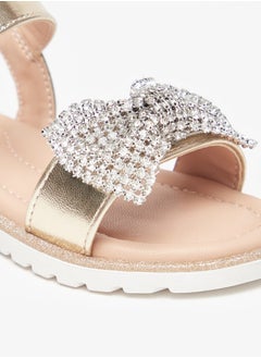JUNIORS Girls Bow Embellished Sandals With Hook And Loop Closure  - Image 5