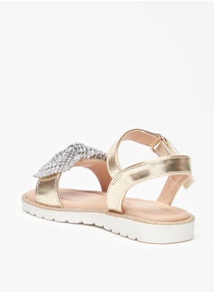 JUNIORS Girls Bow Embellished Sandals With Hook And Loop Closure  - Image 2