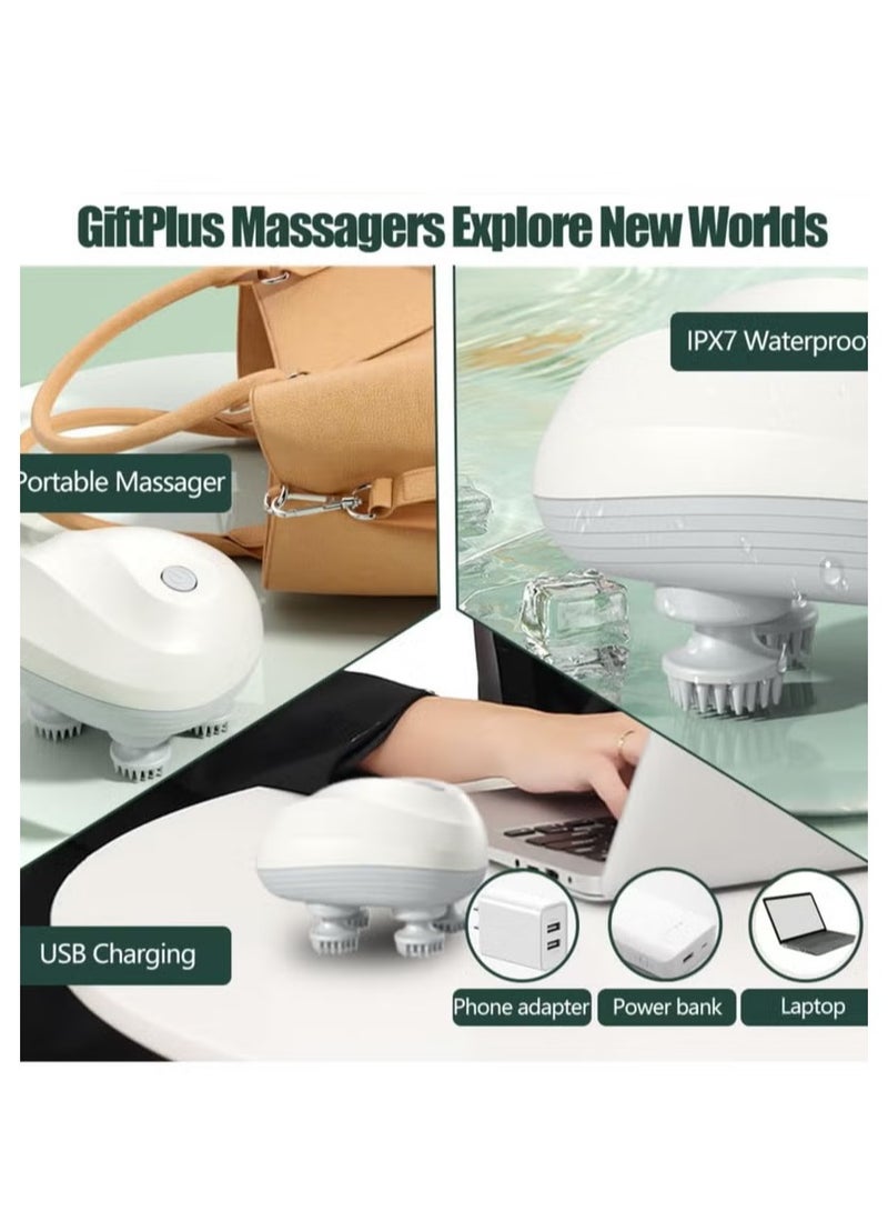 جينغبين مصغرة رأس تدليك  المحمولة قابلة لإعادة الشحن 3D العجن  10 دقيقة توقيت تلقائي  مادة ABS خفيفة جدا  نوع C الشحن السريع  هدية له / لها (أبيض) - Image 4