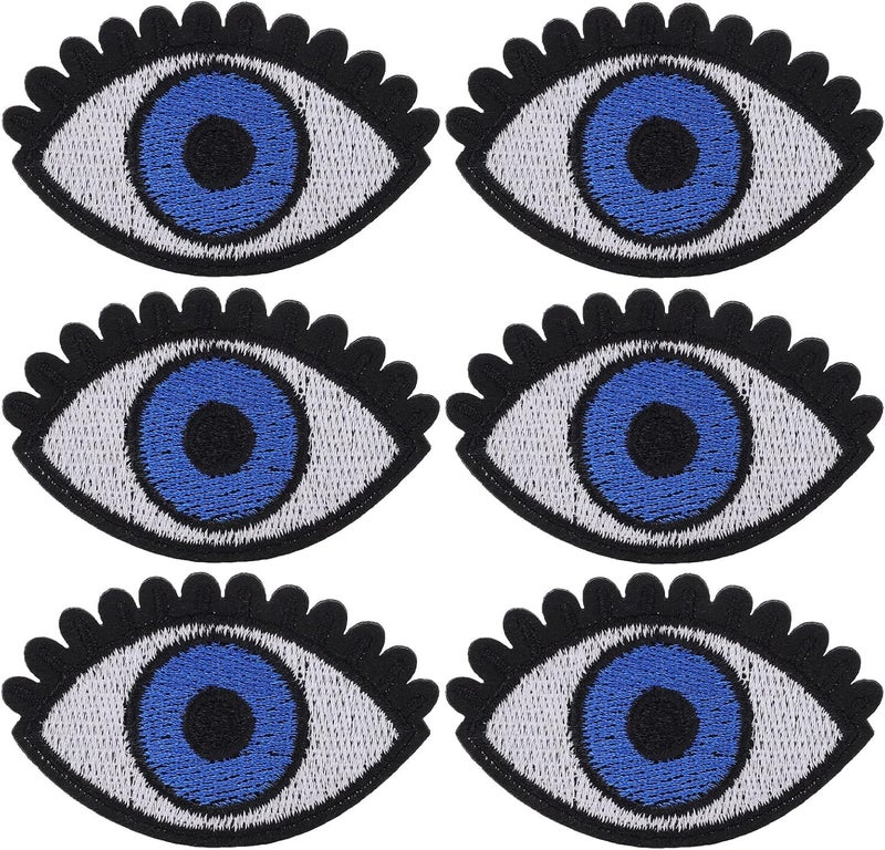 Big Eye Pattern Iron On Patches, 6pcs Bright Color DIY Sewing Patches for Clothes, Hats, Jackets - Easy to Iron, Durable Cotton Material, Perfect DIY Gifts for Kids - Image 1