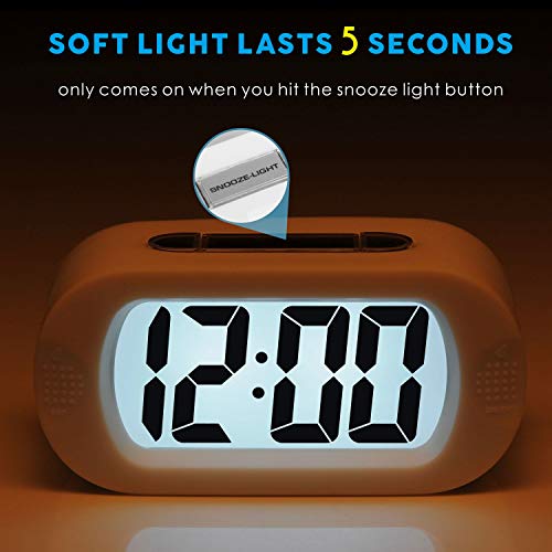 Plumeet Kids Alarm Clock Large Digital LCD Travel Alarm Clocks with Snooze and Night Light - Ascending Sound and Handheld Size - Best Gift for Kids (White) - Image 3