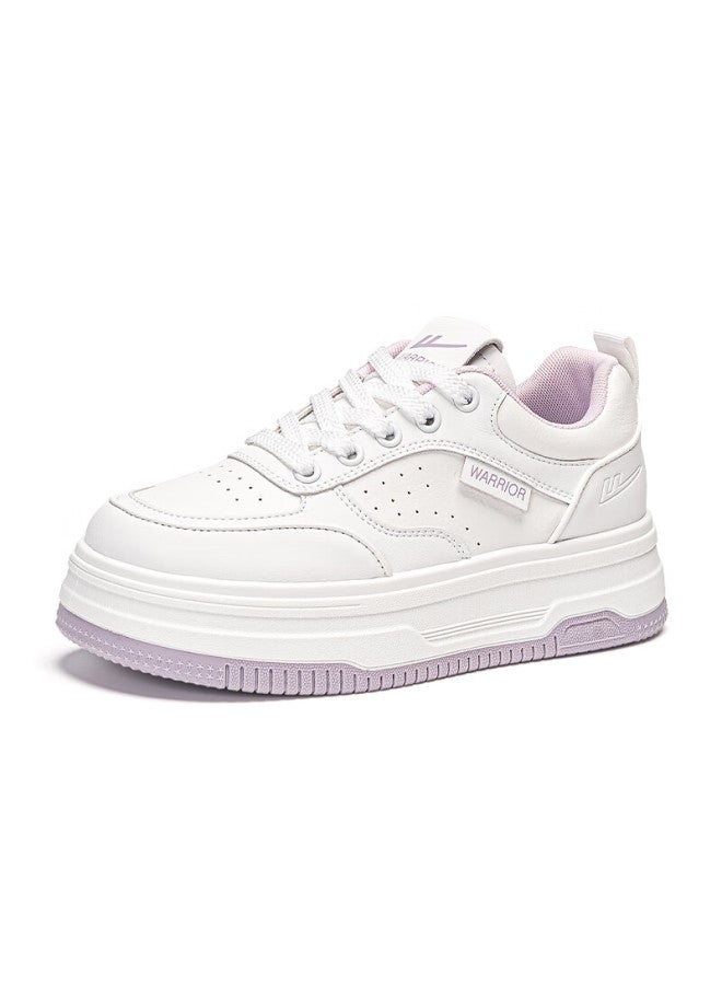 Pull Back Huangli Women's Spring And Summer Comfortable Breathable White Shoes With Thick Soles Increase Casual Sports Shoes White Purple Size 39 - Image 3